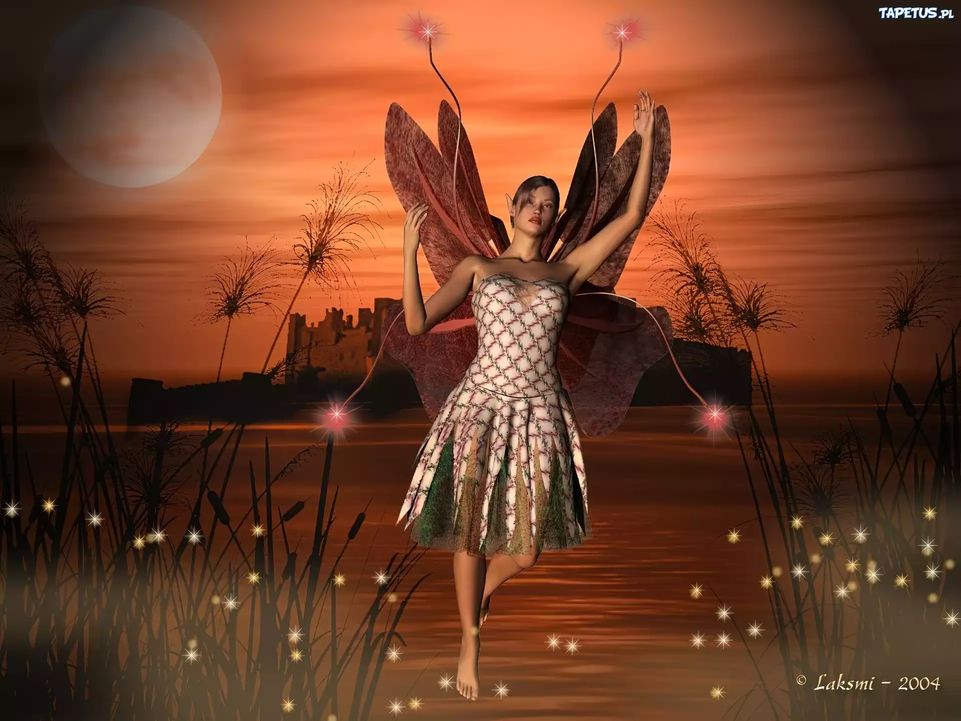 Magiczna, Noc, Elf, 3D, Fantasy