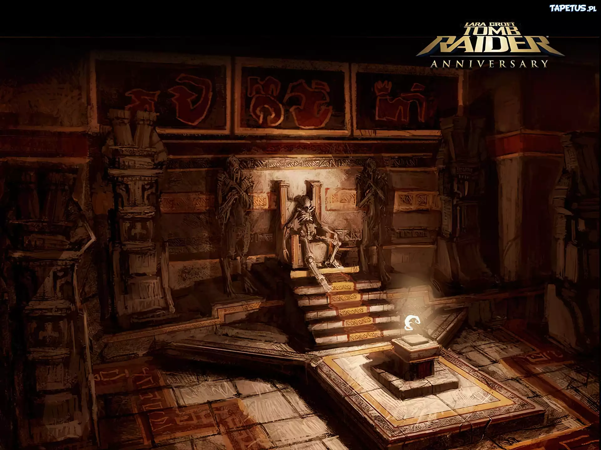 tron, schody, szkielet, kościotrup, Tomb Raider Anniversary
