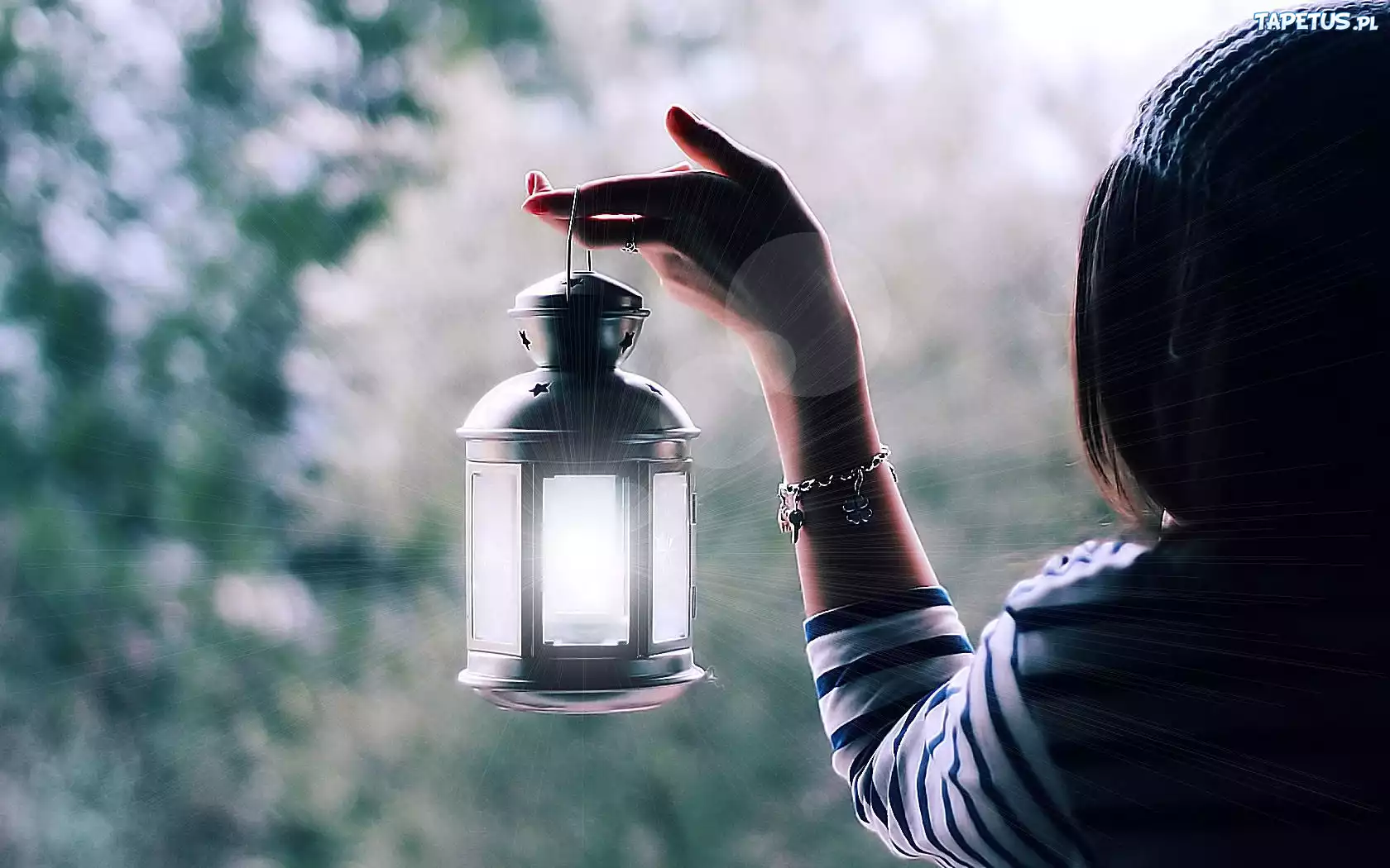 Kobieta, Lampion, Światło