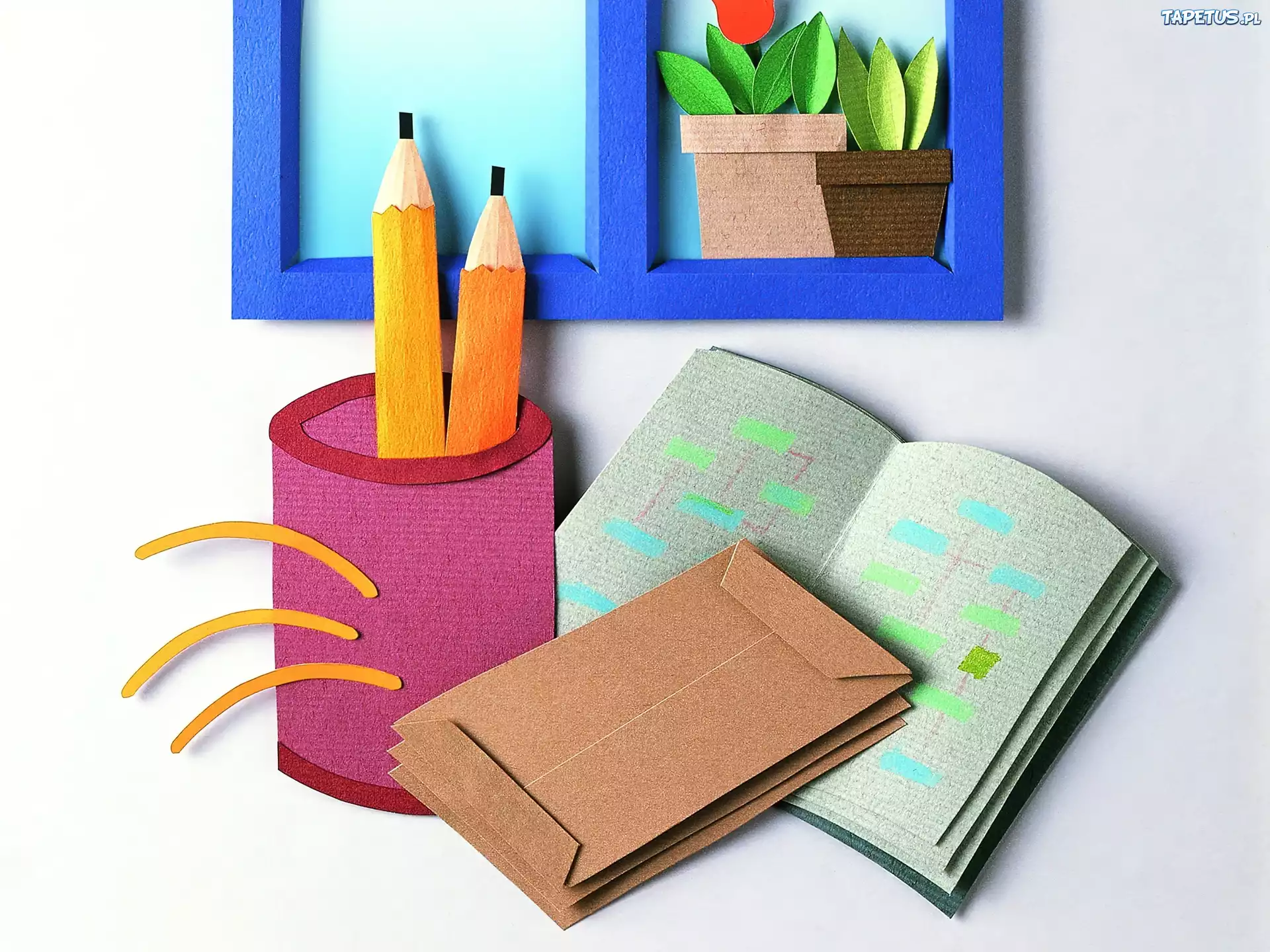 Książka, Koperty, Ołówki, Papier Art