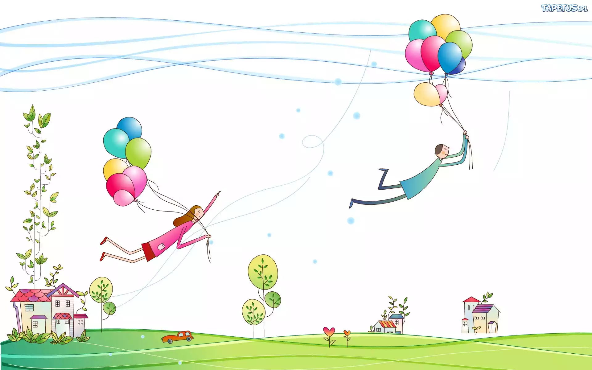 Para, Zakochanych, Balony, Lot