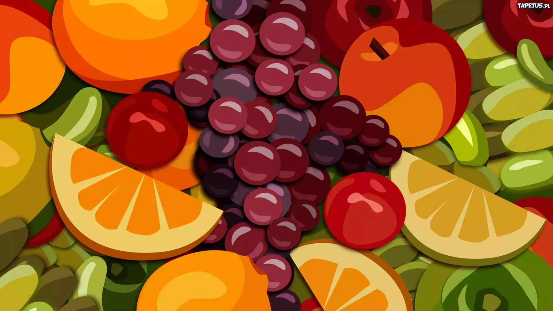 Owoce, Pomarańcze, Winogron