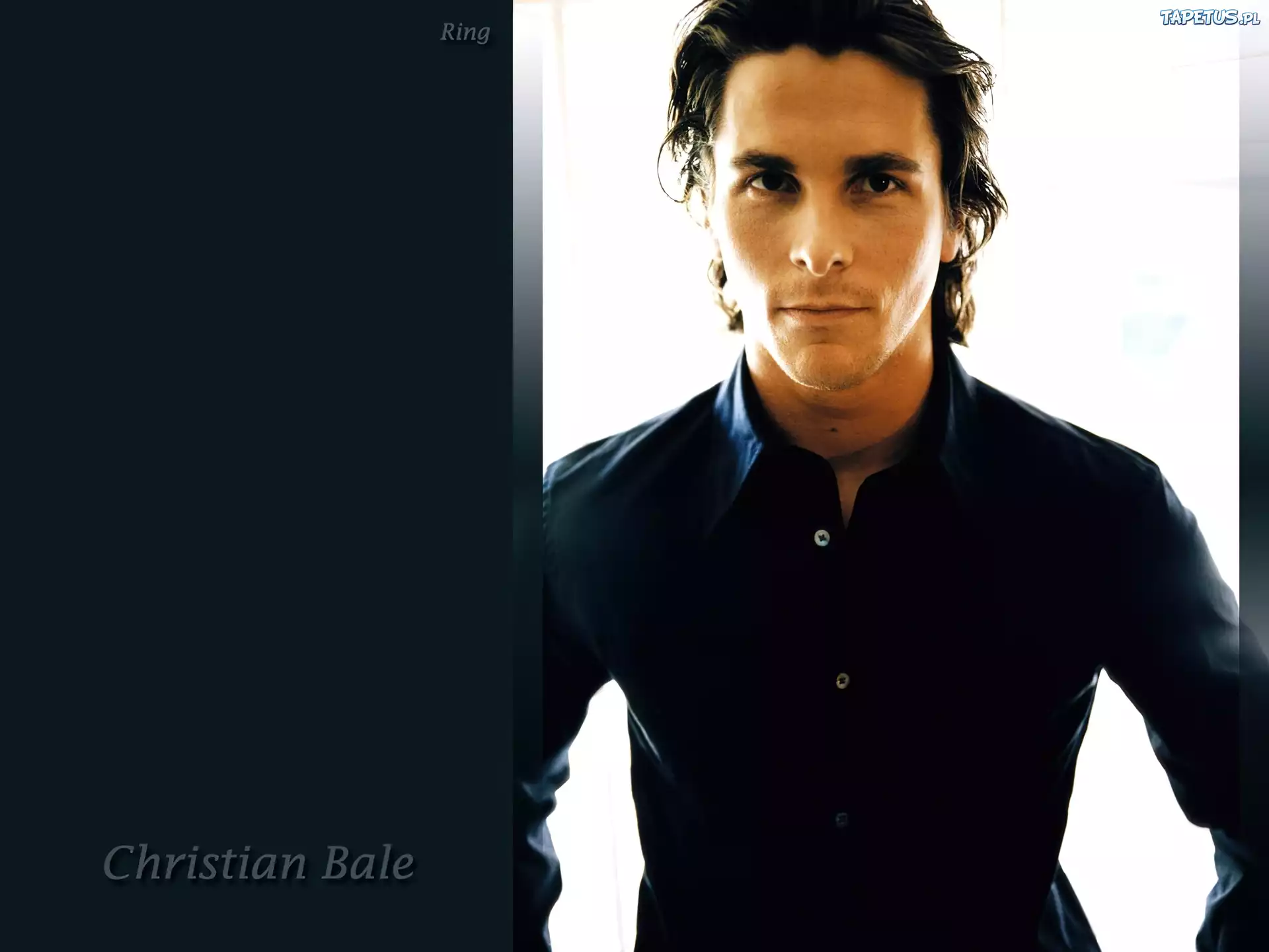 Christian Bale,czarna koszula