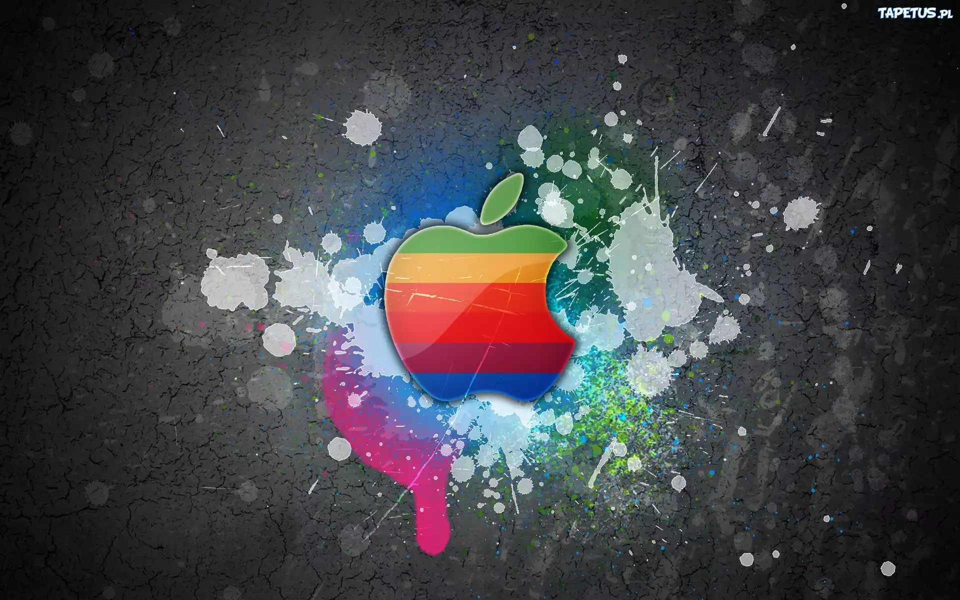 Kolorowe, Apple, Ciemne, Tło, Kleksy