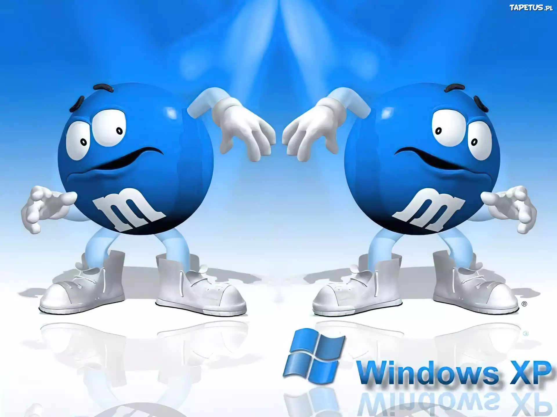 Windows, XP, Dwie, Niebieskie, M&M