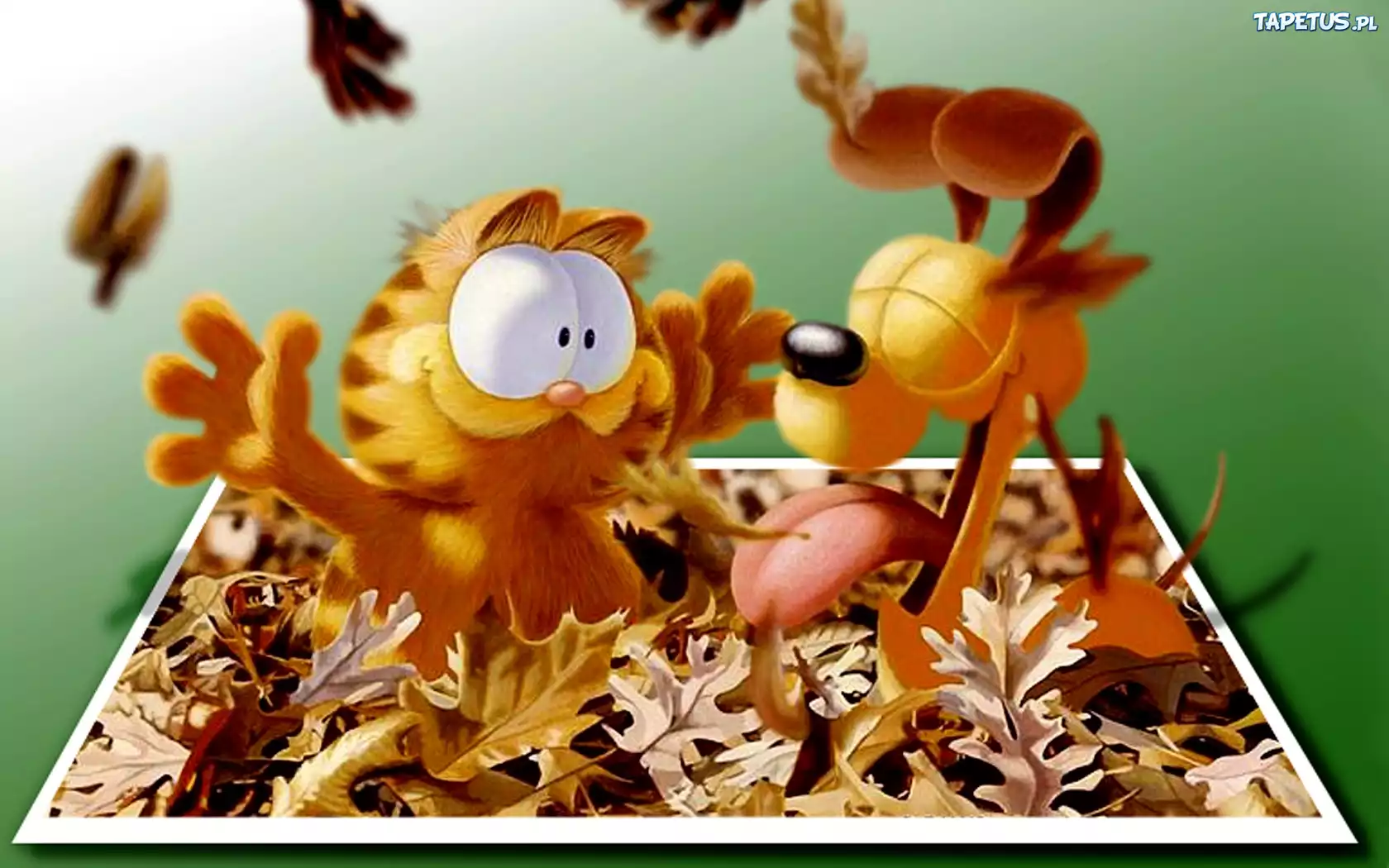 Garfield, Piesek, Liście, Radość, 4D