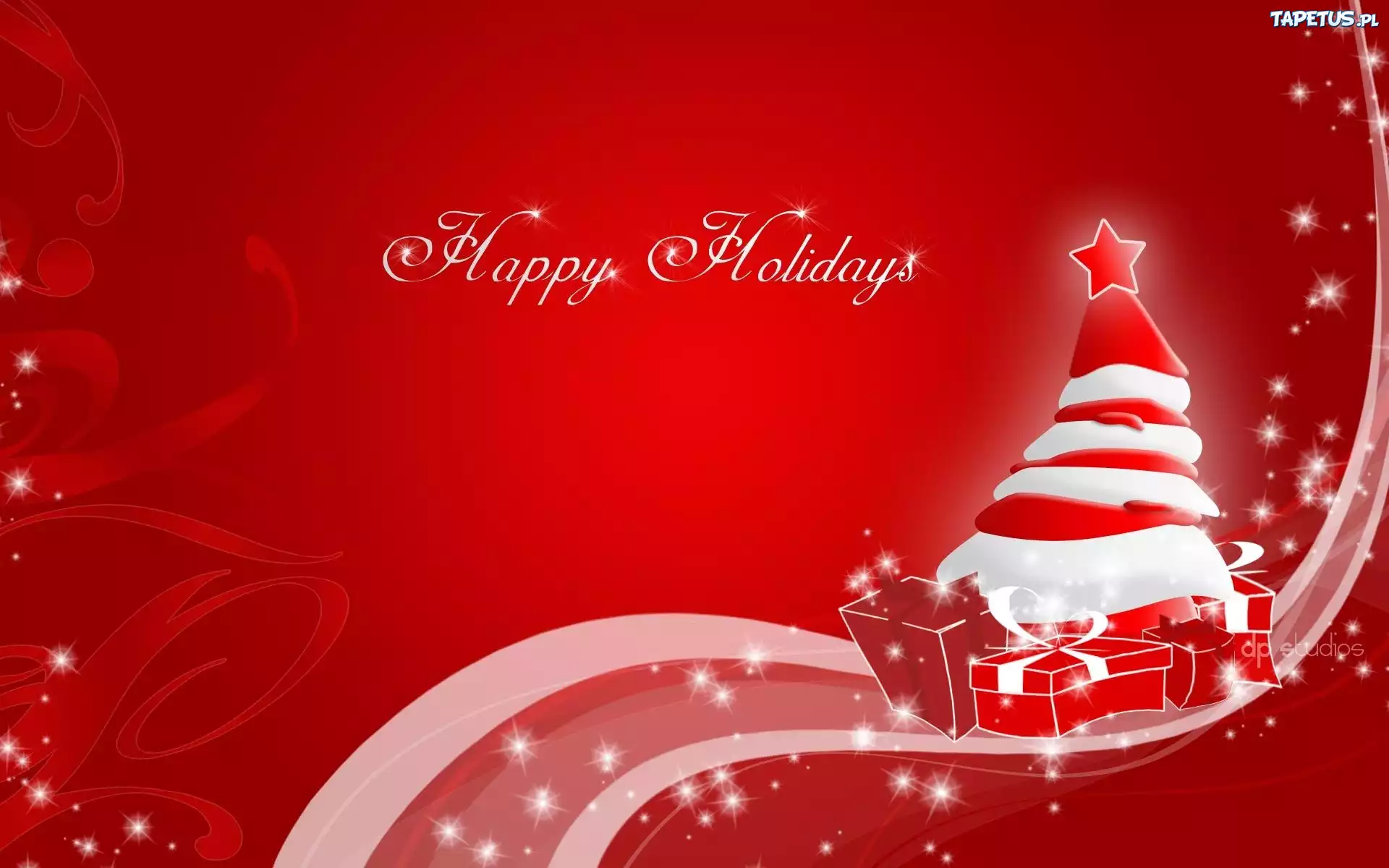Happy, Holidays, Choinka, Prezenty