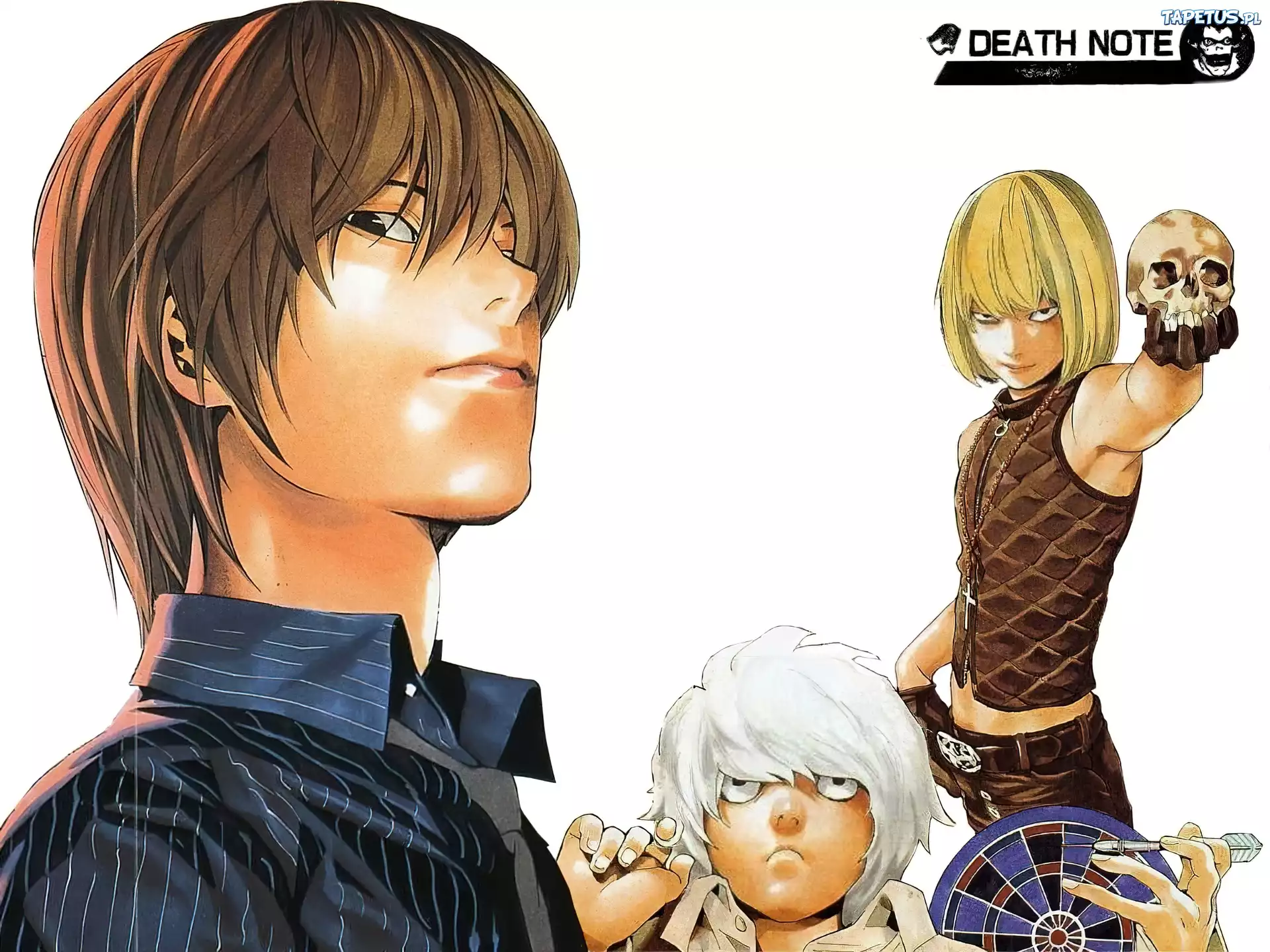 Death Note, czaszka, lotka, koszula, postacie