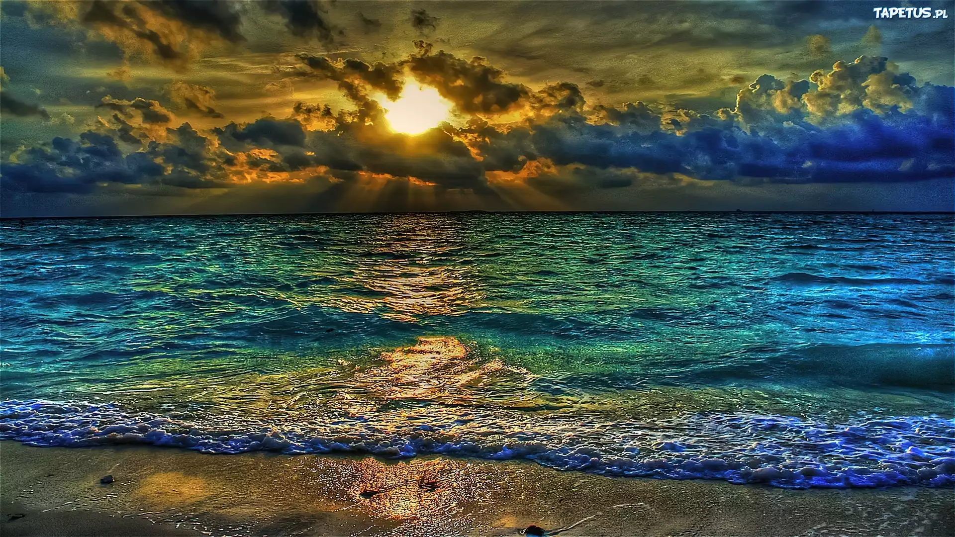 Morze, Plaża, Słońce