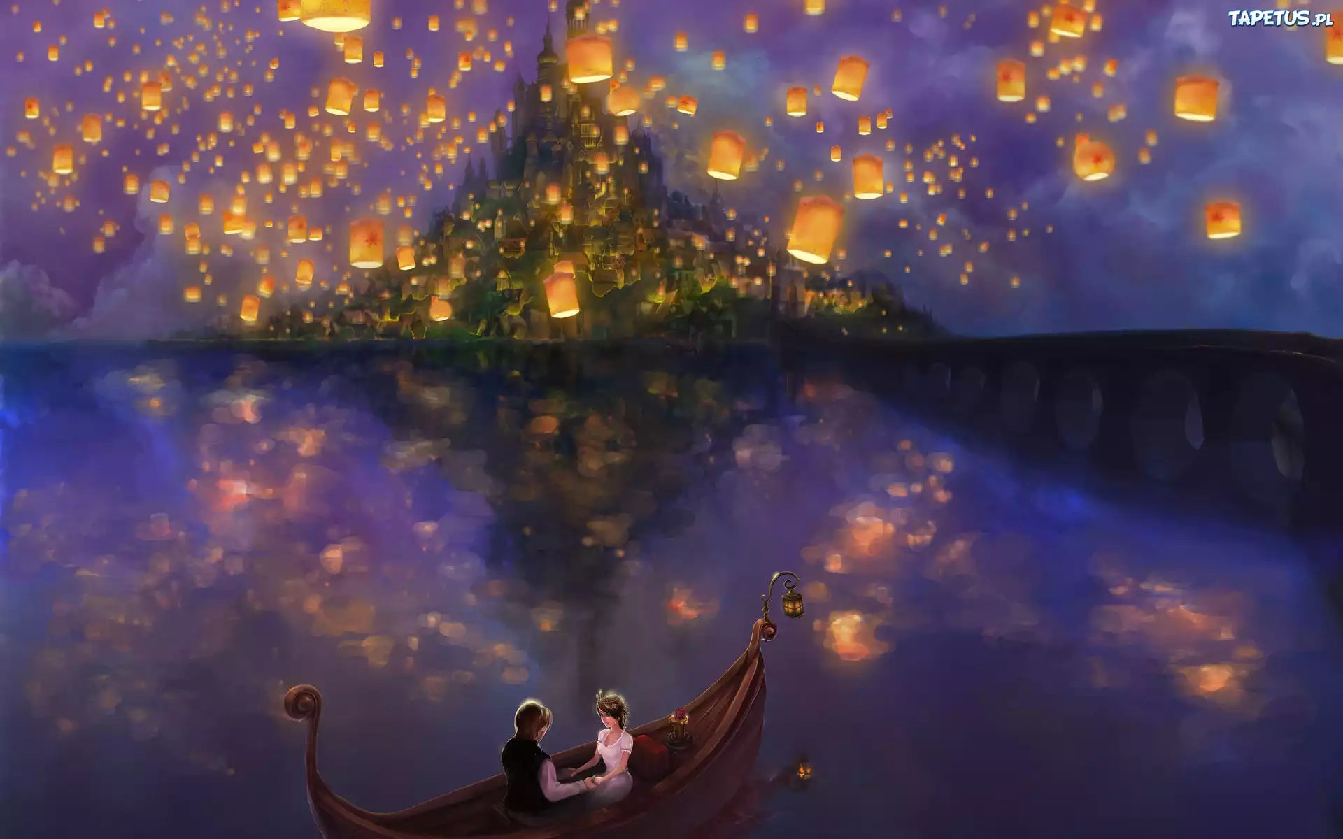 Zaplątani, Tangled, Lampiony, Łódka, Postacie