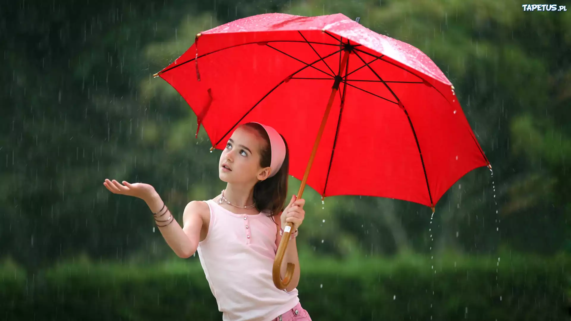Dziewczynka, Parasol, Deszcz