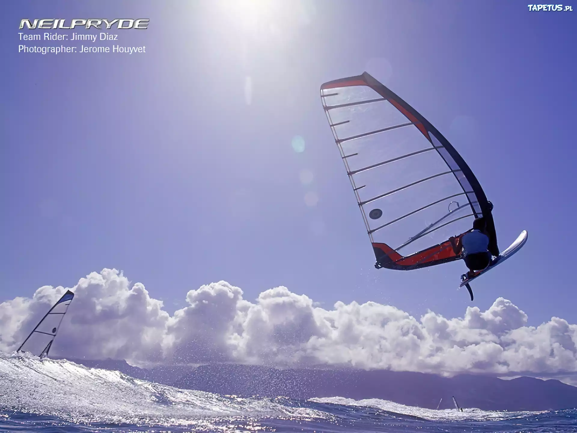 Windsurfing,deska, żagiel , morze,niebo